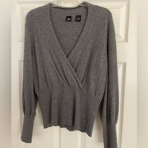 Gray Cashmere V-Neck Sweater